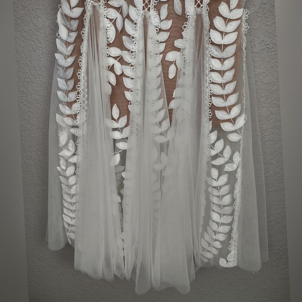 Bronx and Banco Saba Blanc Lace Midi-Dress Bridal Sleeveless White Nude Size 2 - Picture 11 of 16